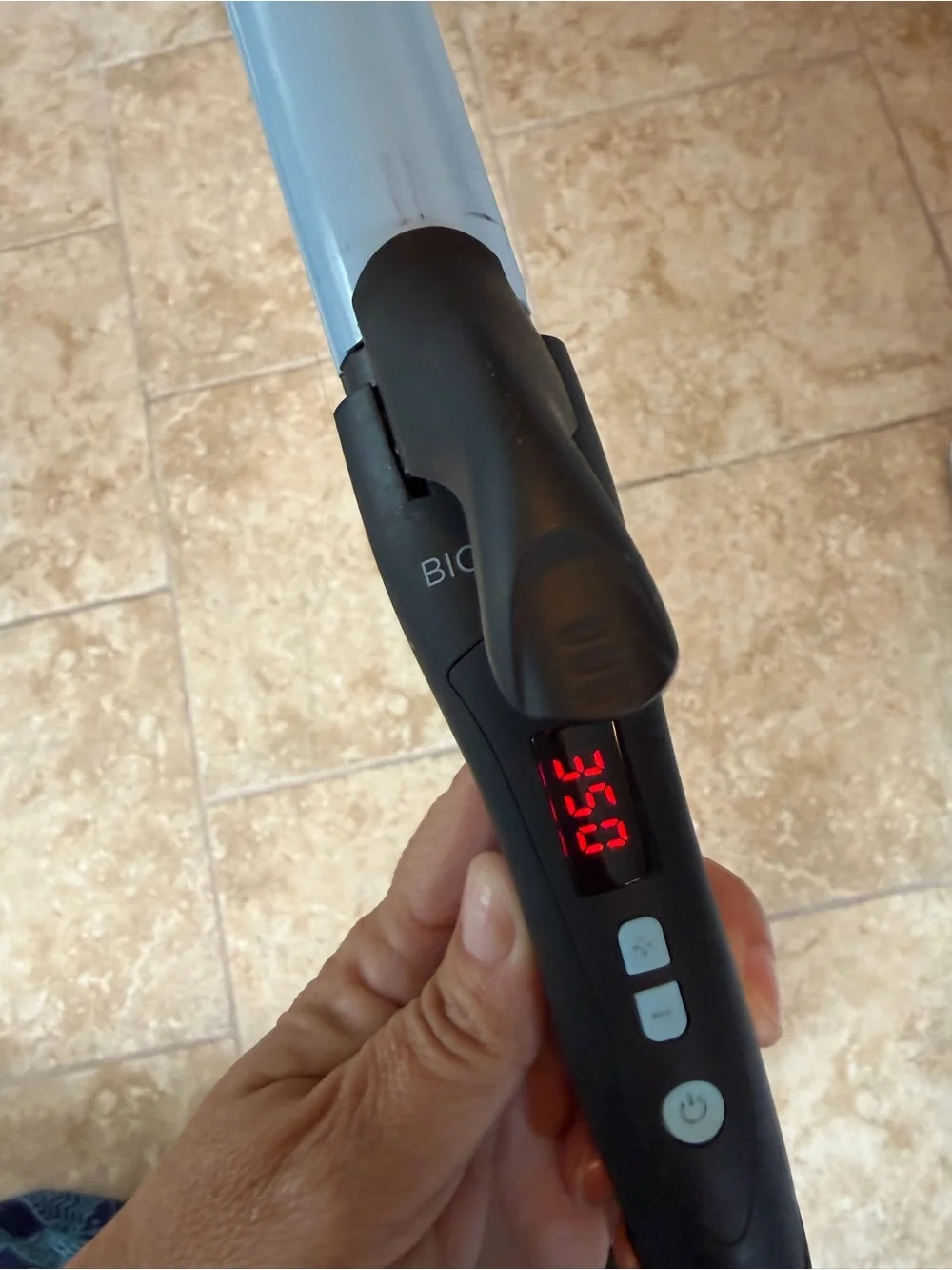 Black and Light Blue Digital Ceramic Hair Straightener - Professional Styling